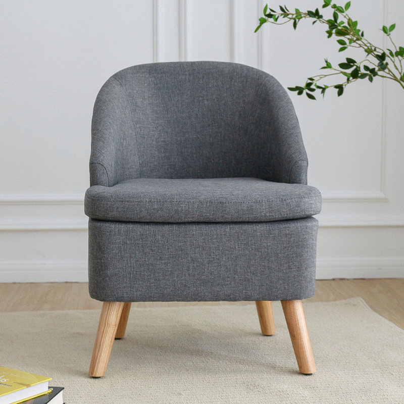 Fauteuil demi-tonneau de 22 po Emra, Mélange de lin gris