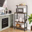 Bakers Rack On Wheels Support à micro-ondes Chariot-bar avec 6 crochets de cuisine