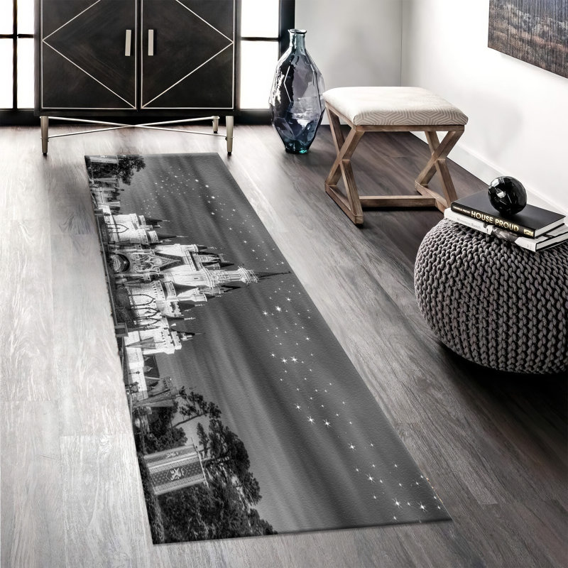 Non-Woven Thin Type Printed Rug Featuring an Intricate Floral Motif in Vibrant Hues for a Sophisticated Touch of Elegance in Your Living Room or Bedroom Decor