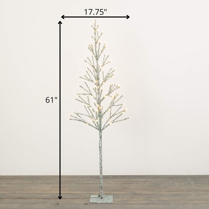 5'1" Christmas Lighted Silver Iced Tree, Silver