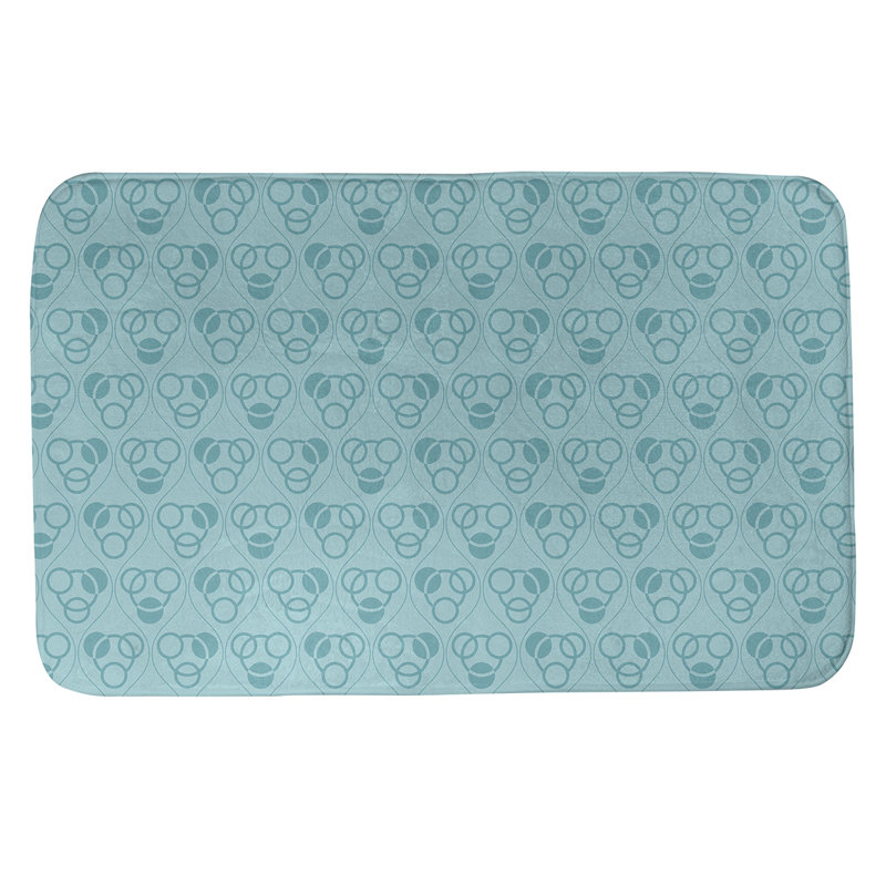 Tapis de bain géométrique rectangulaire antidérapant Circles Waves, l 21 po x L 34 po, sarcelle