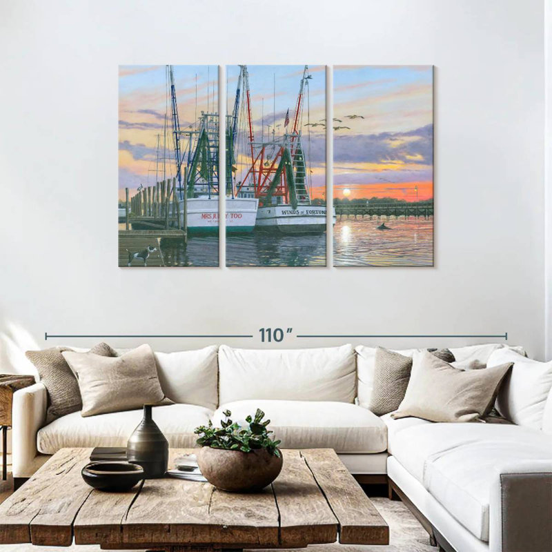 Mehar Shem Creek Shrimpers Charleston, H 48 po x l 74 po