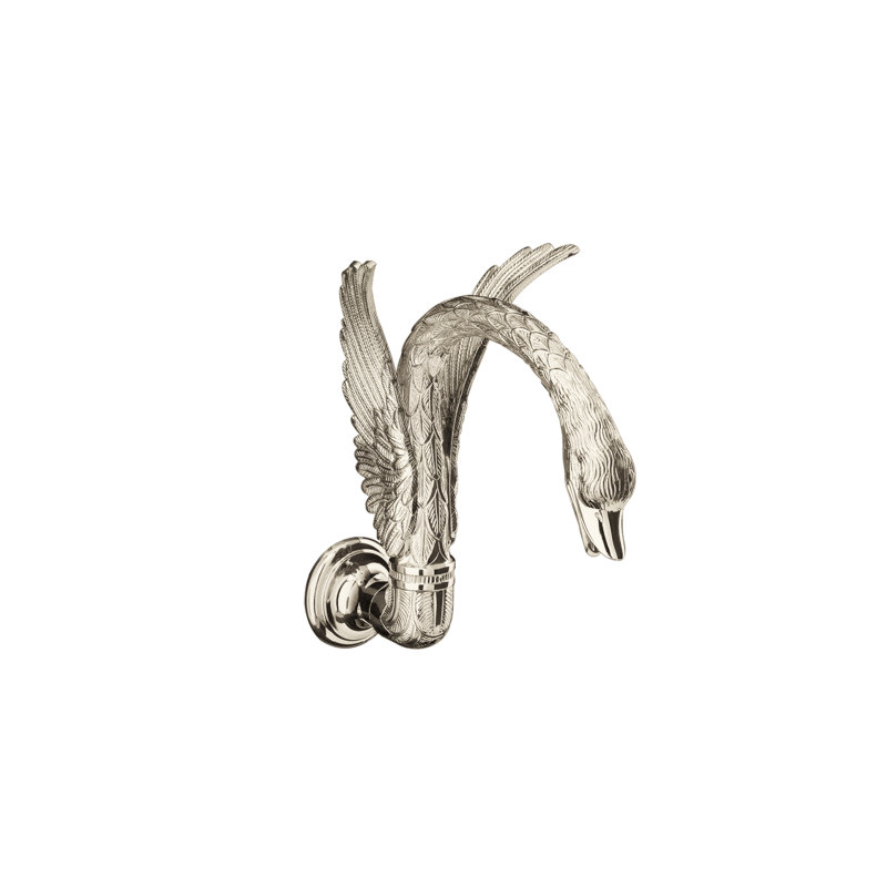 Swan Wall Mounted Bathroom Faucet, Polished Nickel