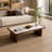 47.24" Sintered Stone Coffee Table, Rectangular Coffee Table with Walnut Wood Veneer Frame, Stain‑Resistant Tabletop for Living Room & Apartment