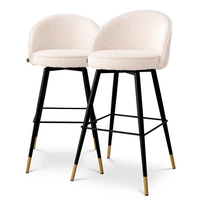 Tabouret pivotant Cooper, Tabouret de bar (siège d'une hauteur de 30,71 po), Tissu bouclé crème