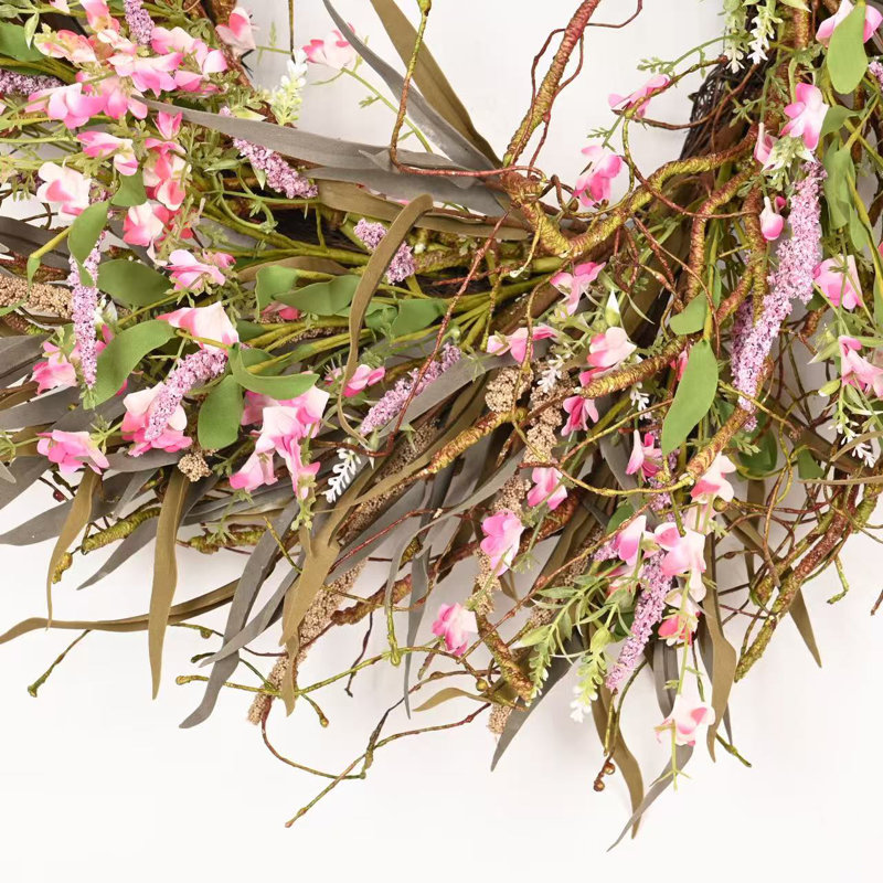 Couronne florale 26 po pour la porte de l'Action de grâce, Pink