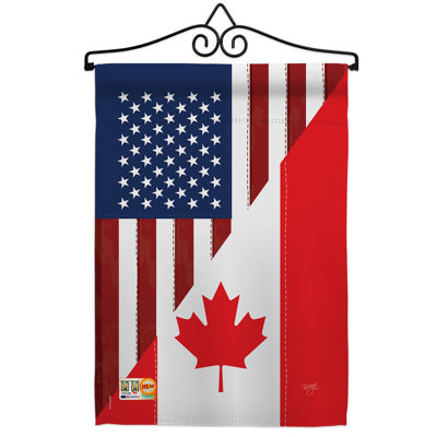 Ensemble de drapeaux décoratifs en polyester à 2 faces american canada friendship impressions