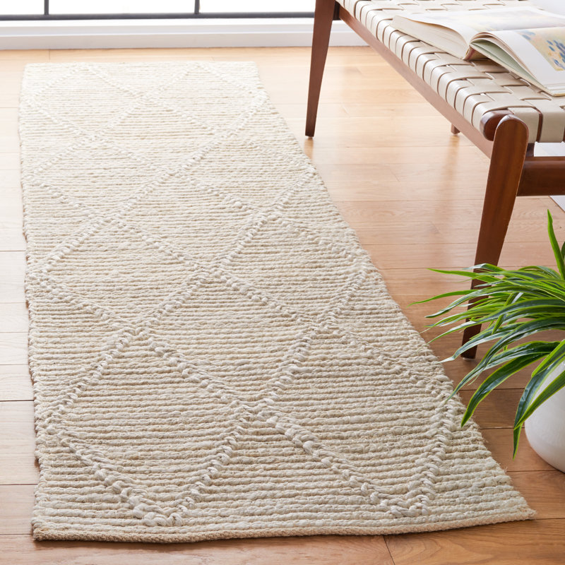 Tapis en jute tissé à la main de couleur naturelle Konpointino, Tapis de couloir 2 pi 3 po x 8 pi