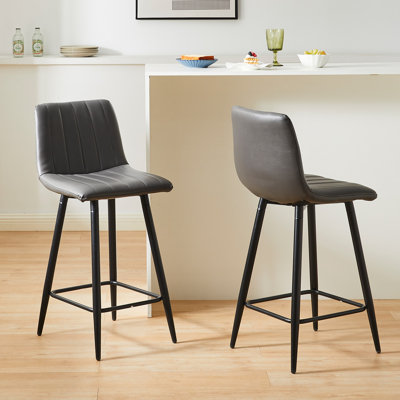 Upholstered Counter Stool with Metal Frame