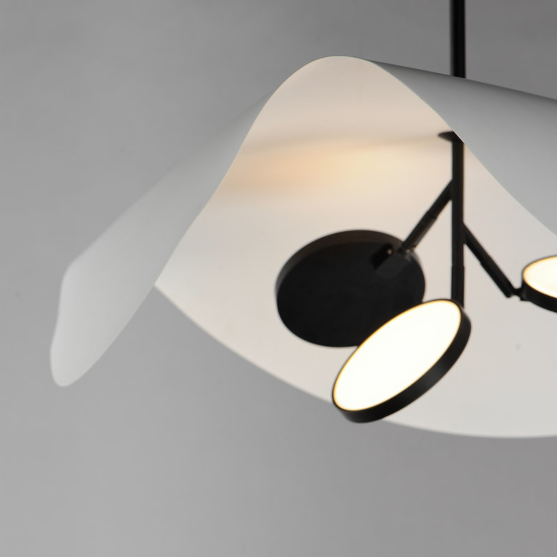 Hinton 3 Light Metal Dimmable LED Pendant, White/Black