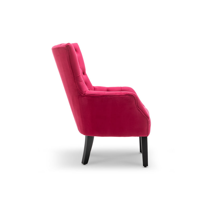 Dority Upholstered Wingback Chair, Dark Pink