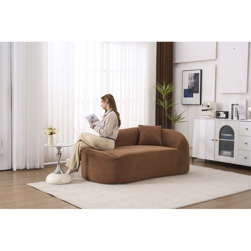 Chaise longue rembourrée en chenille moderne avec assise profonde, coussin et polyvalence 3 en 1 pour le salon et la chambre à coucher