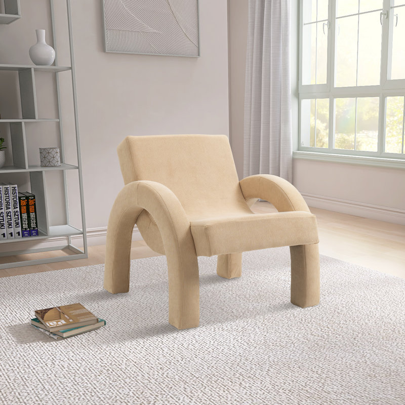Fauteuil Hodon, Tissu velours côtelé beige