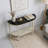 42‘’ Mistretta Half-Moon Modern Solid Brown Console Table 4-Legs Cream Shelves For Living Room&Bedroom