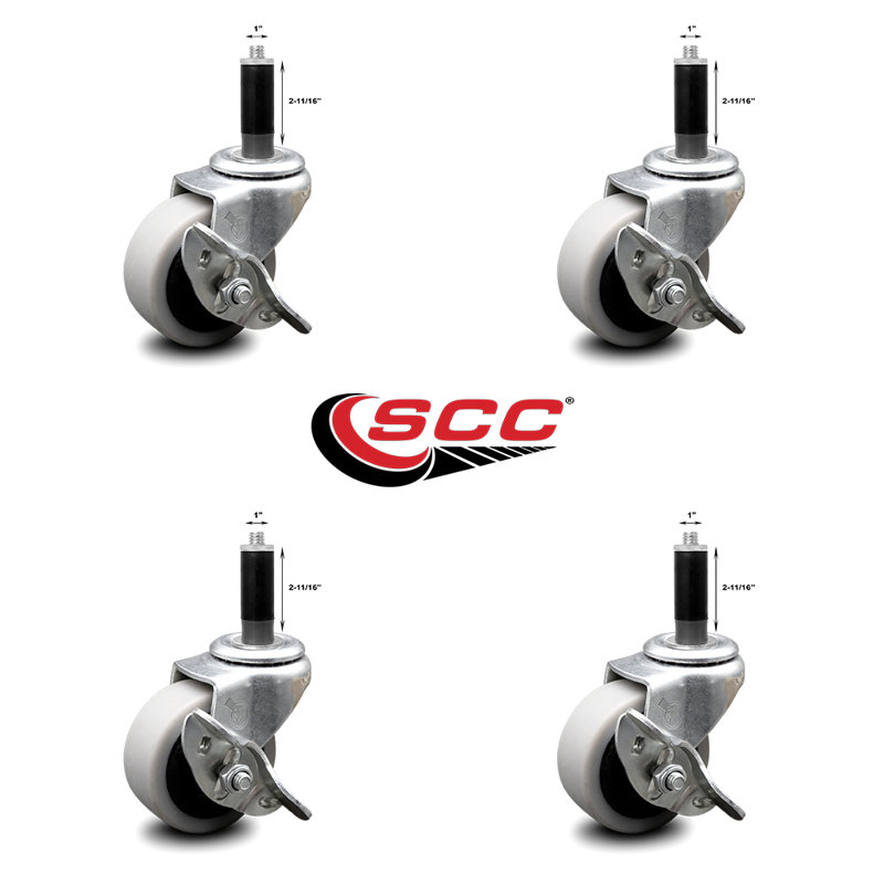 Ensemble de 4 roulettes extensibles 2 pouces avec freins 2 pouces / SCC-EX05S210-TPRS-SLB-1-4