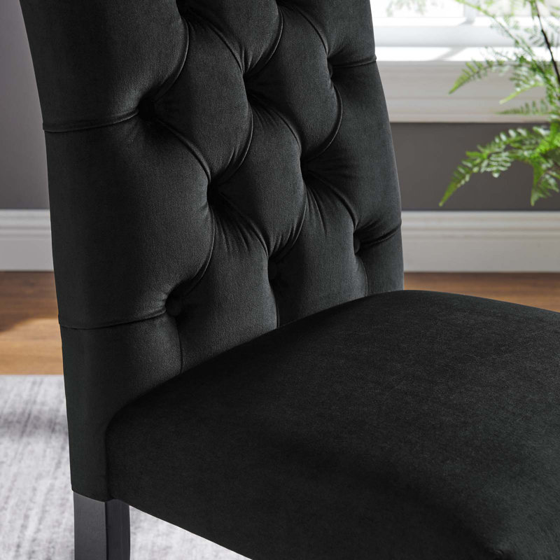 Modway Duchess Performance Velvet Dining Chairs - Set of 2, Black