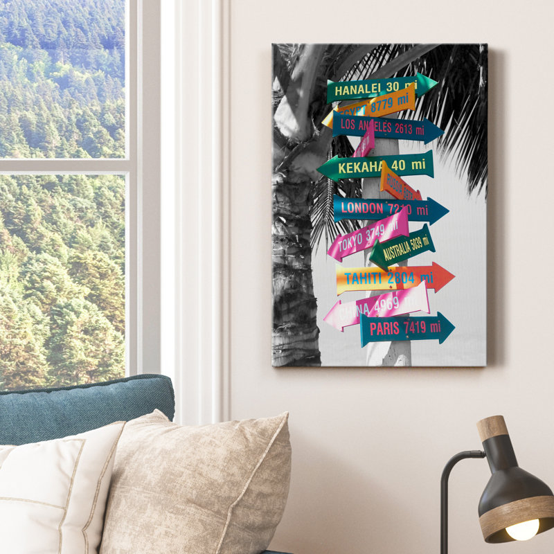 Mission Beach - impression d'art graphique, H 12 po x l 8 po x P 1 po, Toile tendue, Pas de tapis
