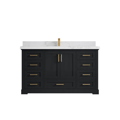 Boston 60 po X P 22 po De salle de bain simple en fer forgé Quartz de Carrare
