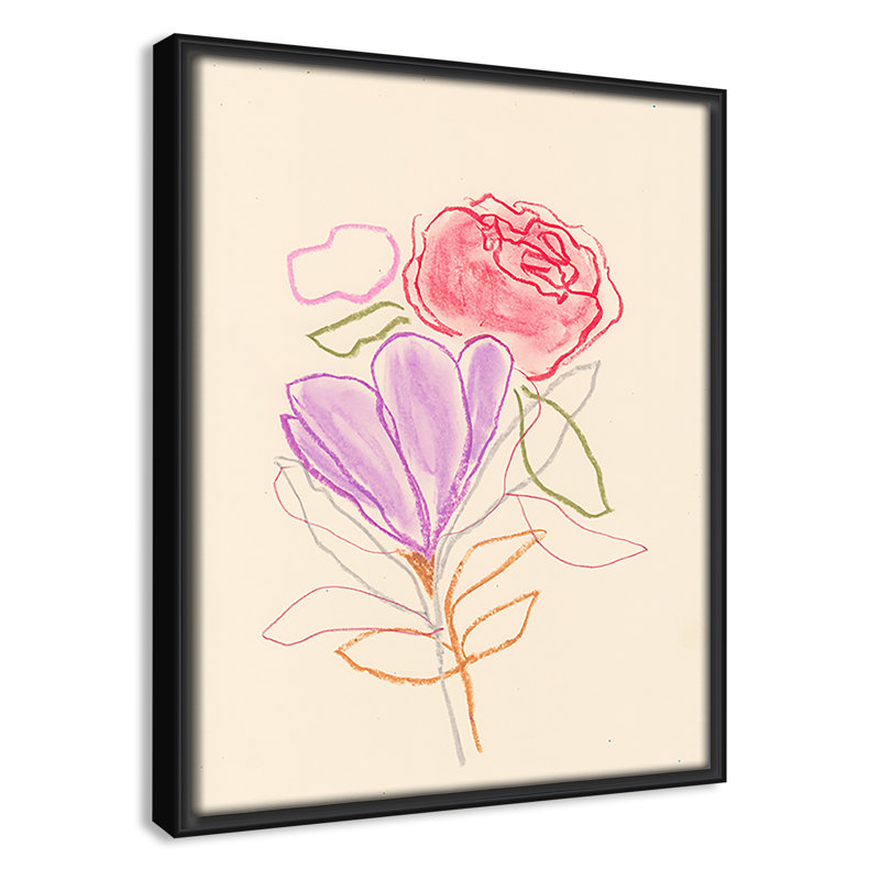 «Simple Floral III» par Bea Dina, Toile avec cadre flottant noir, Pas de tapis, H 11,5 po x l 9,5 po x P 2 po