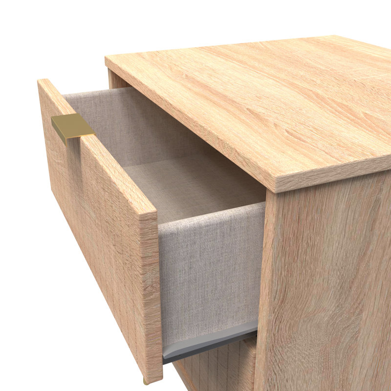 Beranda 45cm W Manufactured Wood Bedside Table, Bardolino Oak