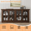 Pfarr 63" W Farmhouse Wood Sideboard with Glass Doors and Adjustable Shelves, Brown-414355244
