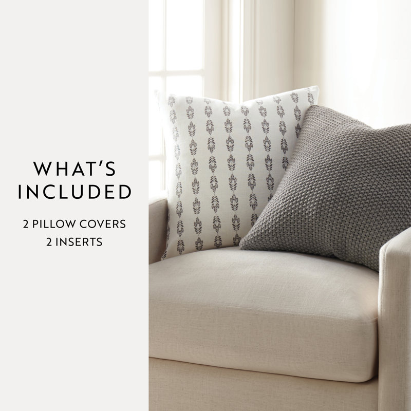 Seed Stitch Knit and Cotton Pattern Decor Throw Pillow Set