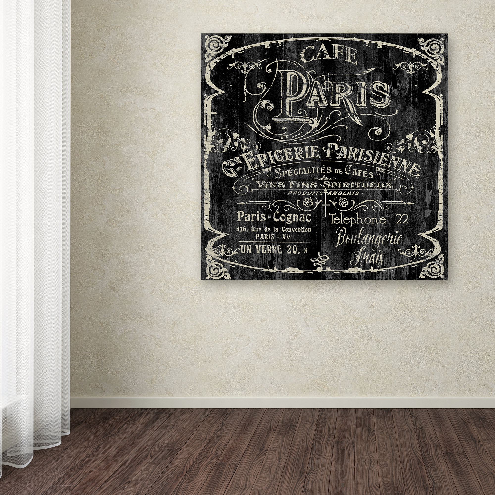 French Cafe Sign, Paris Decor, Shabby Cottage Chic, French Kitchen Decor,  Vintage Coffee Shop Sign