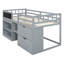 Lit mezzanine simple gris bas avec bureau, tablette et tiroir-533875738