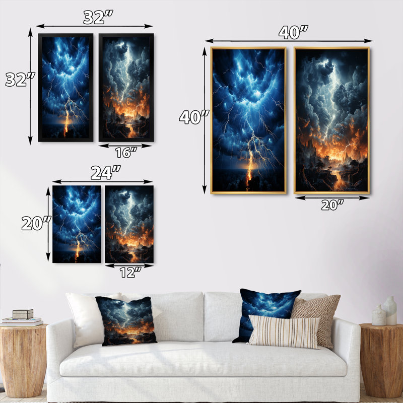 «Lightning Dynamic Illumination» - 2 pièces, H 32 po x l 32 po, Cadre noir