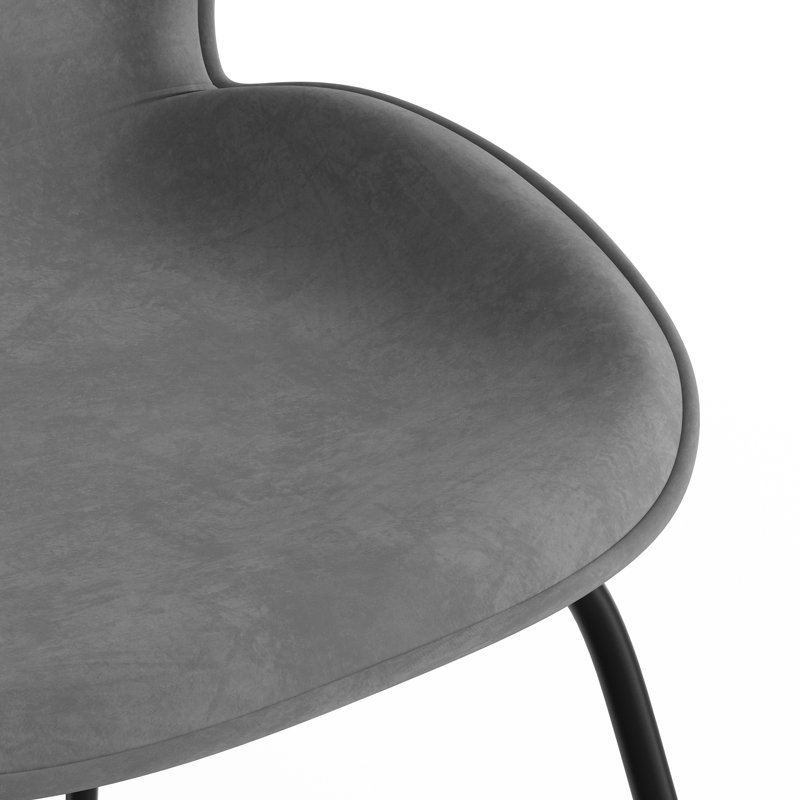 Amelie Velvet Side Chair, Platinum Gray, Black