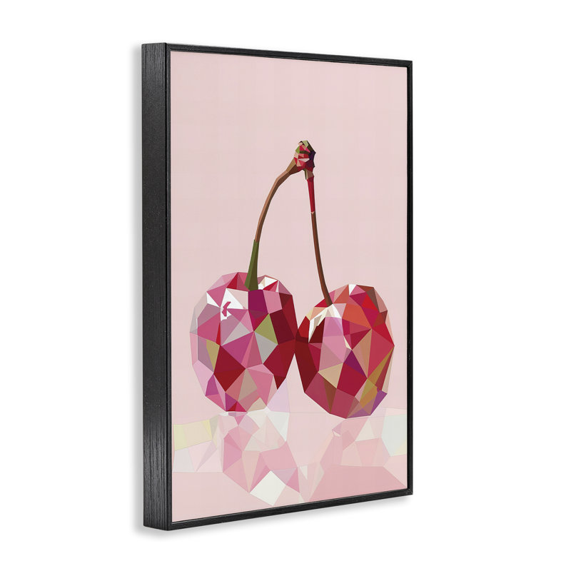 Giclée encadrée de cerises roses, design par LSR Design Studio, H 30 po x l 20 po, Giclée encadrée noir minuit