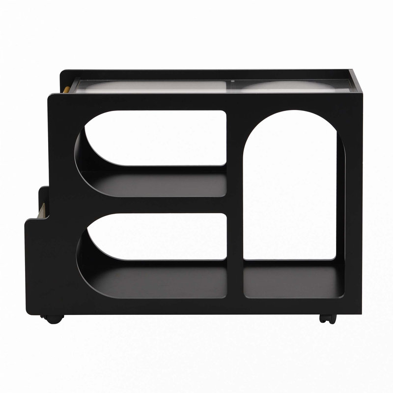 Mobile End Table With Lockable Wheels, Black