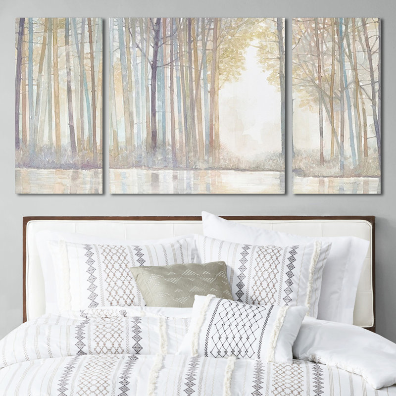 Forest Forest Wall Art - Scène sereine et solutions de suspension 3 avec texture gel