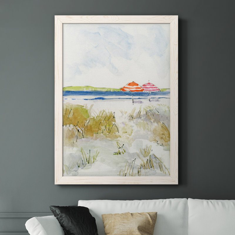 «Sketchy Beach II», peinture sur toile encadrée, H 31,5 po x l 23,5 po x P 1,5 po, Cadre blanc