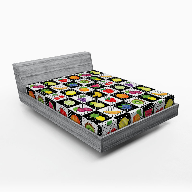 Microfiber Geometric Fitted Sheet, Queen Fitted Sheet