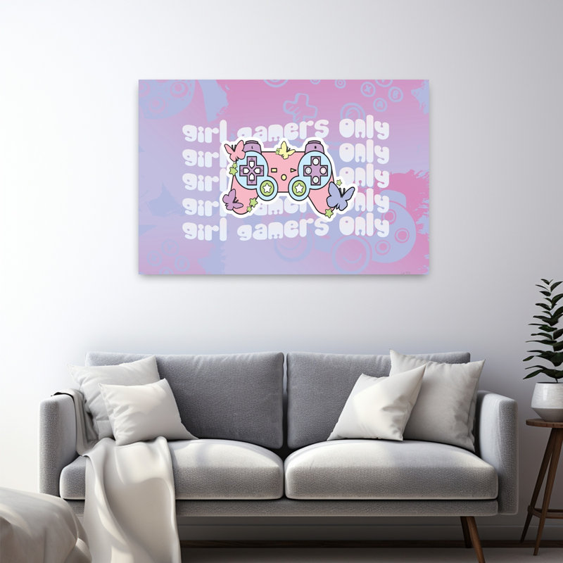 «Girl Gamers Only», art contemporain abstrait, H 48 po x l 32 po