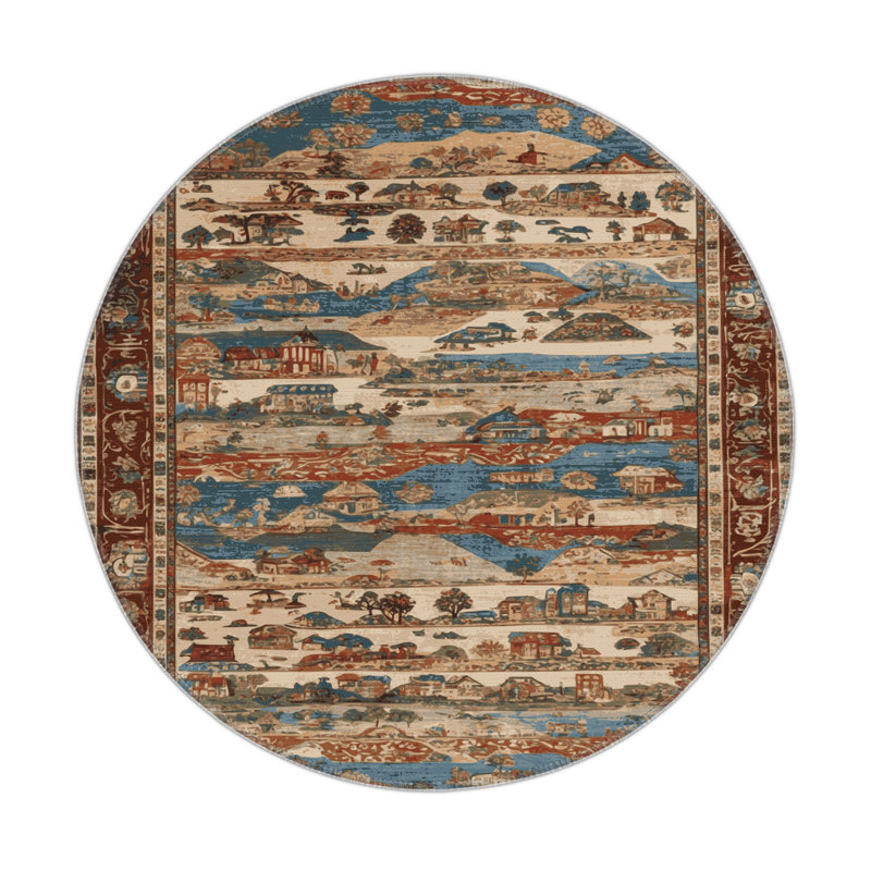 Tapis d'intérieur et d'extérieur brun Persian, Rond 5 pi