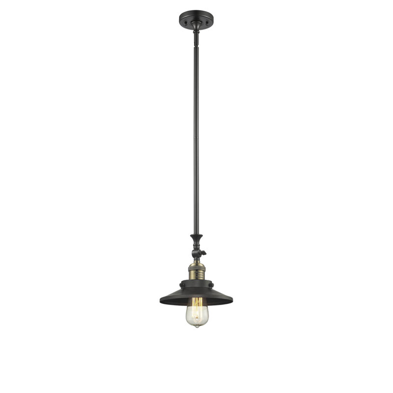 Luminaire suspendu conique à 1 lumière Gault, Laiton antique noir, Ampoule DEL 6 watts Vinage, Noir mat