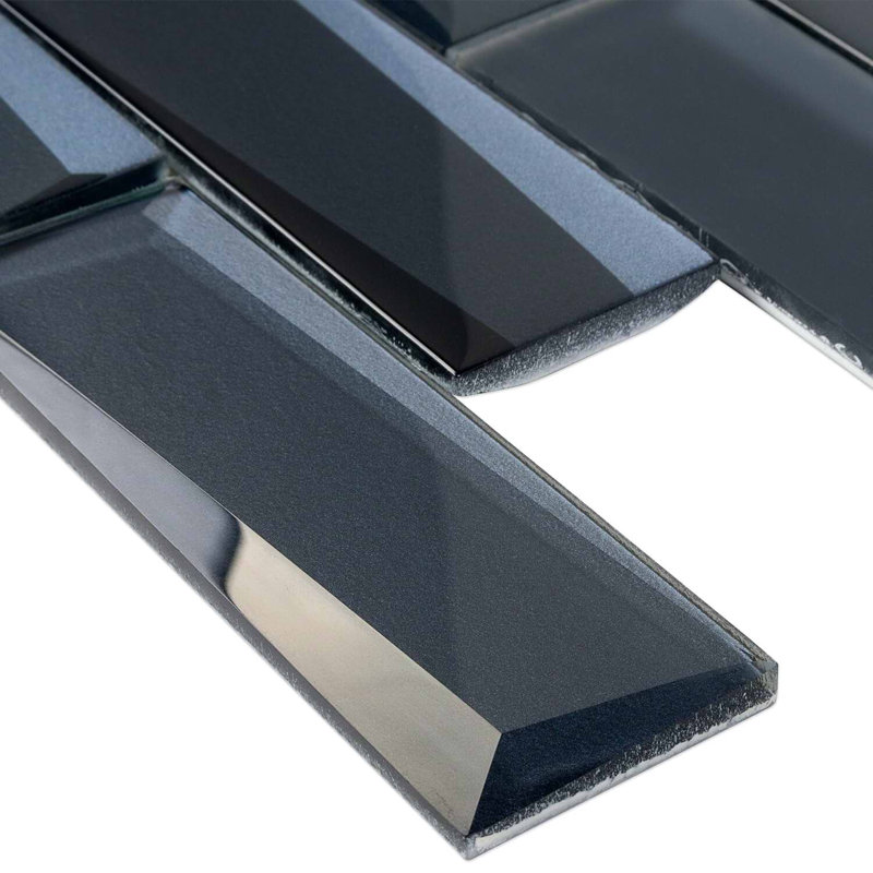 Remington 3D Bricks Bronze Glass Mosaic Tile, Midnight Blue