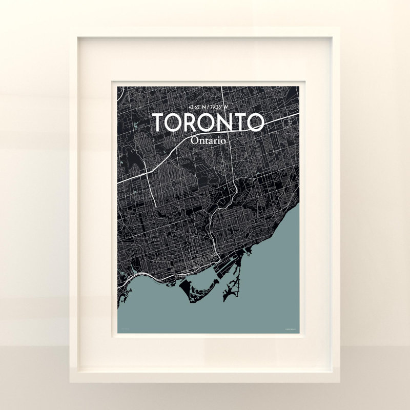 Toronto City Map in Midnight 1 Piece Wall Art, 20cm H x 16cm W x 0.05cm D