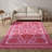 Pink Themed Floral Motifs Rose Patterned Vintage Decorative Carpet-238971775