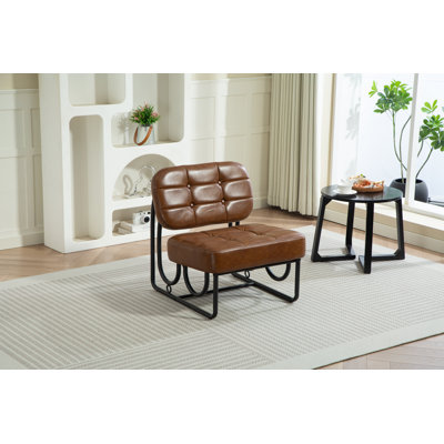 Chaise d'appoint rembourrée sans accoudoirs pour chambre à coucher, salon, brun