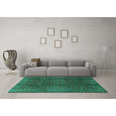 Tapis oriental bleu en chenille tissé à la machine Ellaree