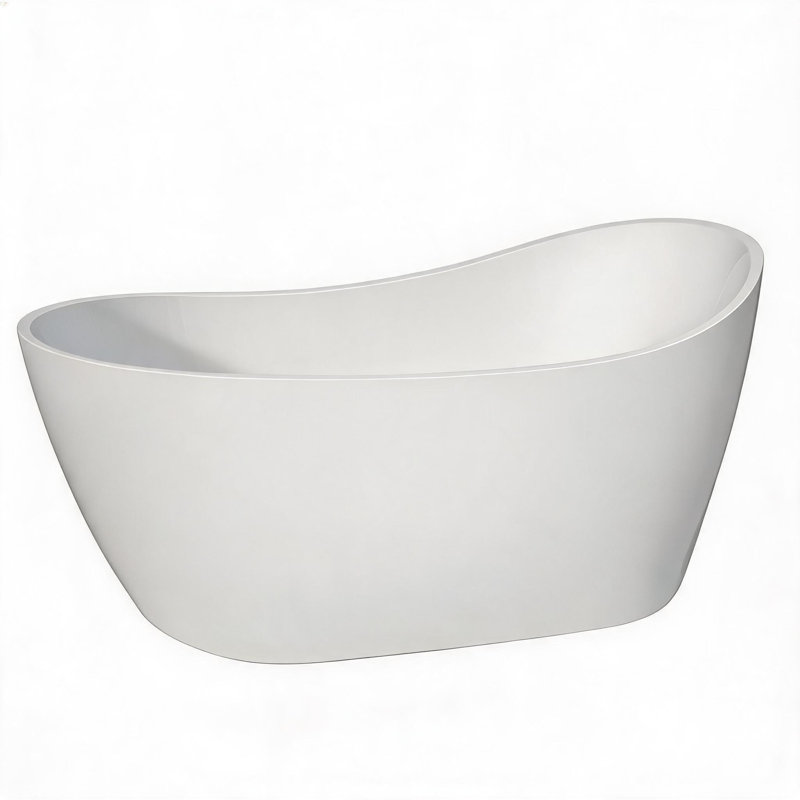 Baignoire de trempage autoportante en acrylique blanc lustré 59 pouces x 32 pouces avec dossier haut