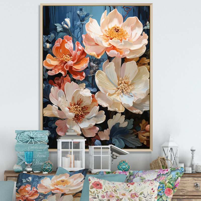 Lorimier China Art Graceful Blossoms III - reproduction d'art, H 20 po x l 12 po x P 1 po, Cadre naturel flottant