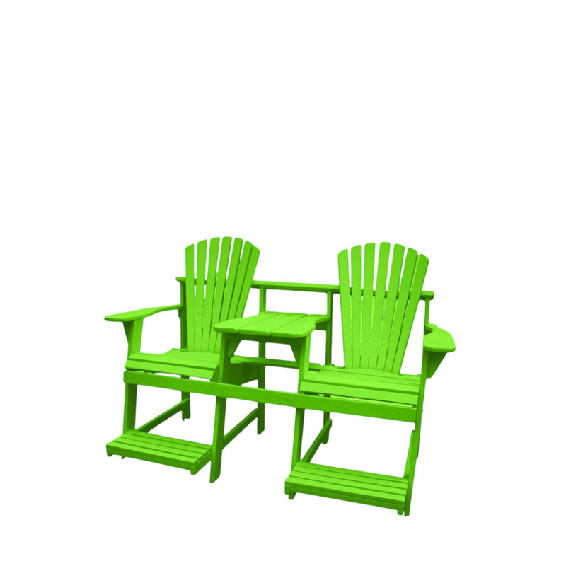 Adirondack Balcony/Pub Double Seater with Built in Table and Footrests – Has 1-5/8” Umbrella Hole and  Elevated Seating for Deck, Porch & Balcony Railings. Solid Pressure Treated Wood – Made in the USA