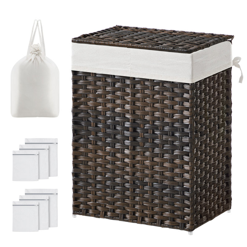 90l Clothes Hamper With 2 Removable Liner Bags, Brown