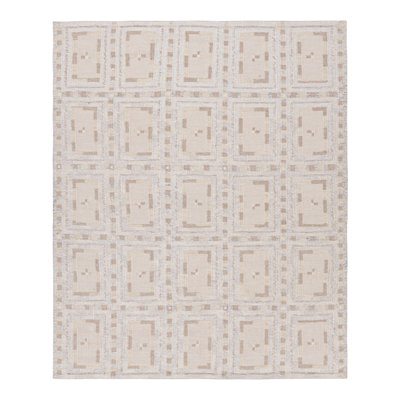 Rug & Kilim’S Scandinavian Rug In Blue With Beige And Cream Geometric Patterns