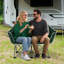 Chaise de camping double avec accoudoirs et porte-gobelets