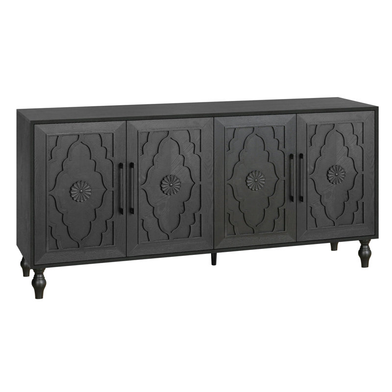Armoire de rangement à poignée en métal avec porte fleur élégante en noir pour les espaces intérieurs élégants